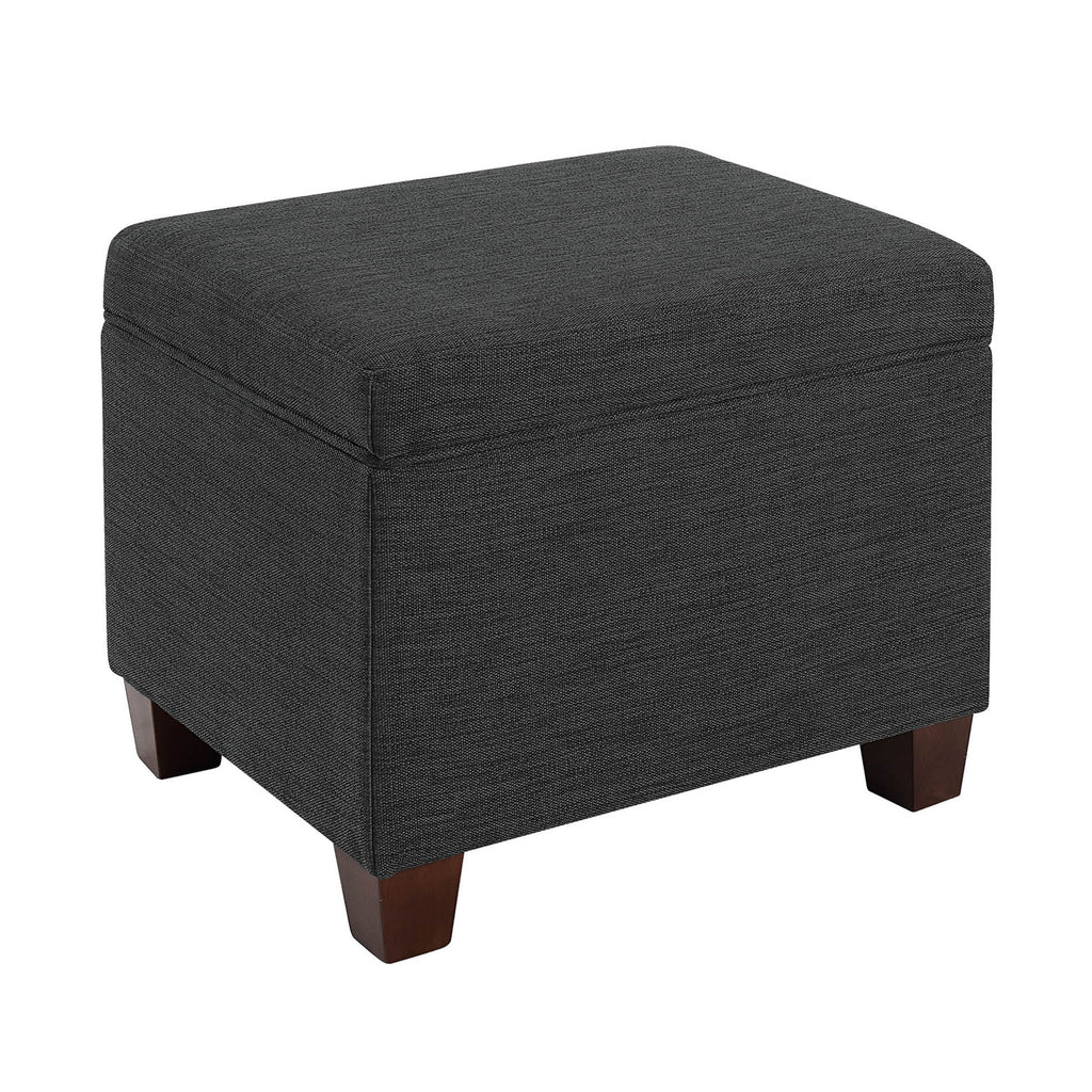 Dark Charcoal Gray Fabric Storage Ottoman W7933
