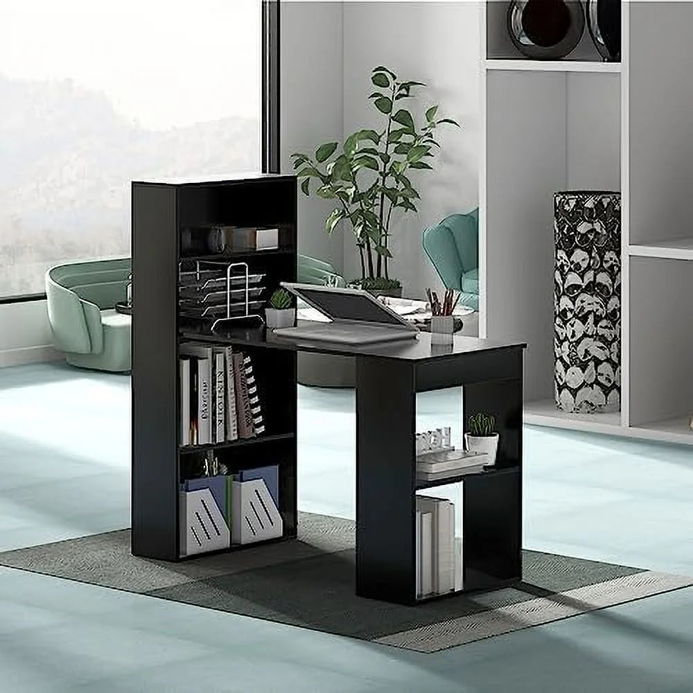 48 Inch Computer Desk with Bookshelf and CPU Stand Y71066
