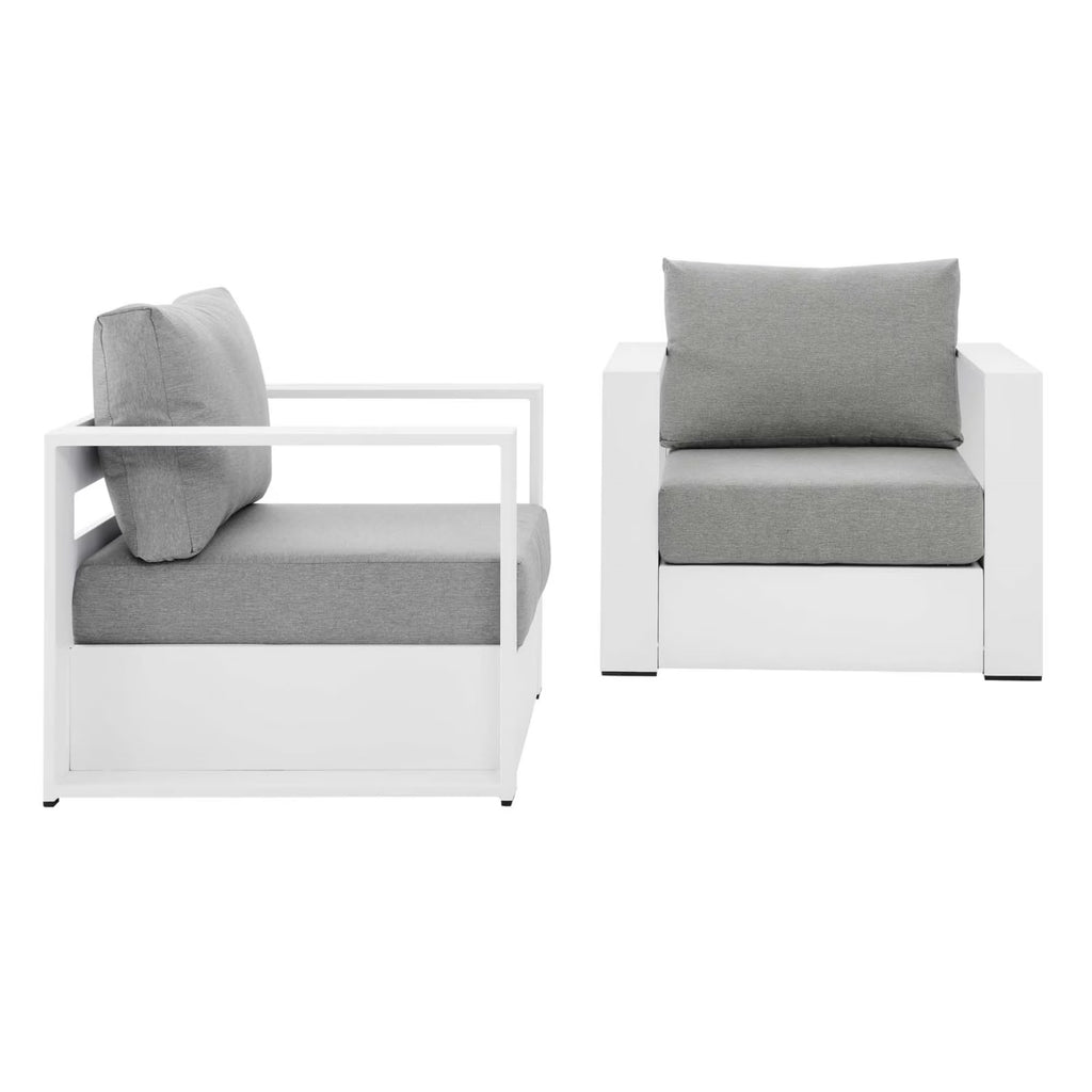 Gray/White Fabric & Aluminum Outdoor Armchair (Set of 2) Y76644