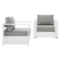 Gray/White Fabric & Aluminum Outdoor Armchair (Set of 2) Y76644