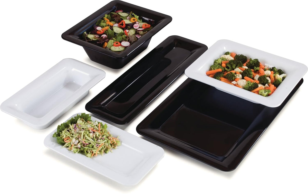 White Melamine Full Size Food Pan, 4 qt Capacity, Case of 6 D870801