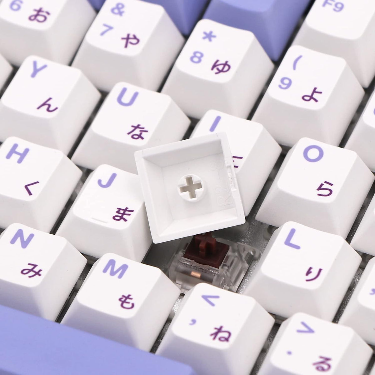 Purple White PBT Keycap Set for Mechanical Keyboards, 135 Key, Cherry Profile E304