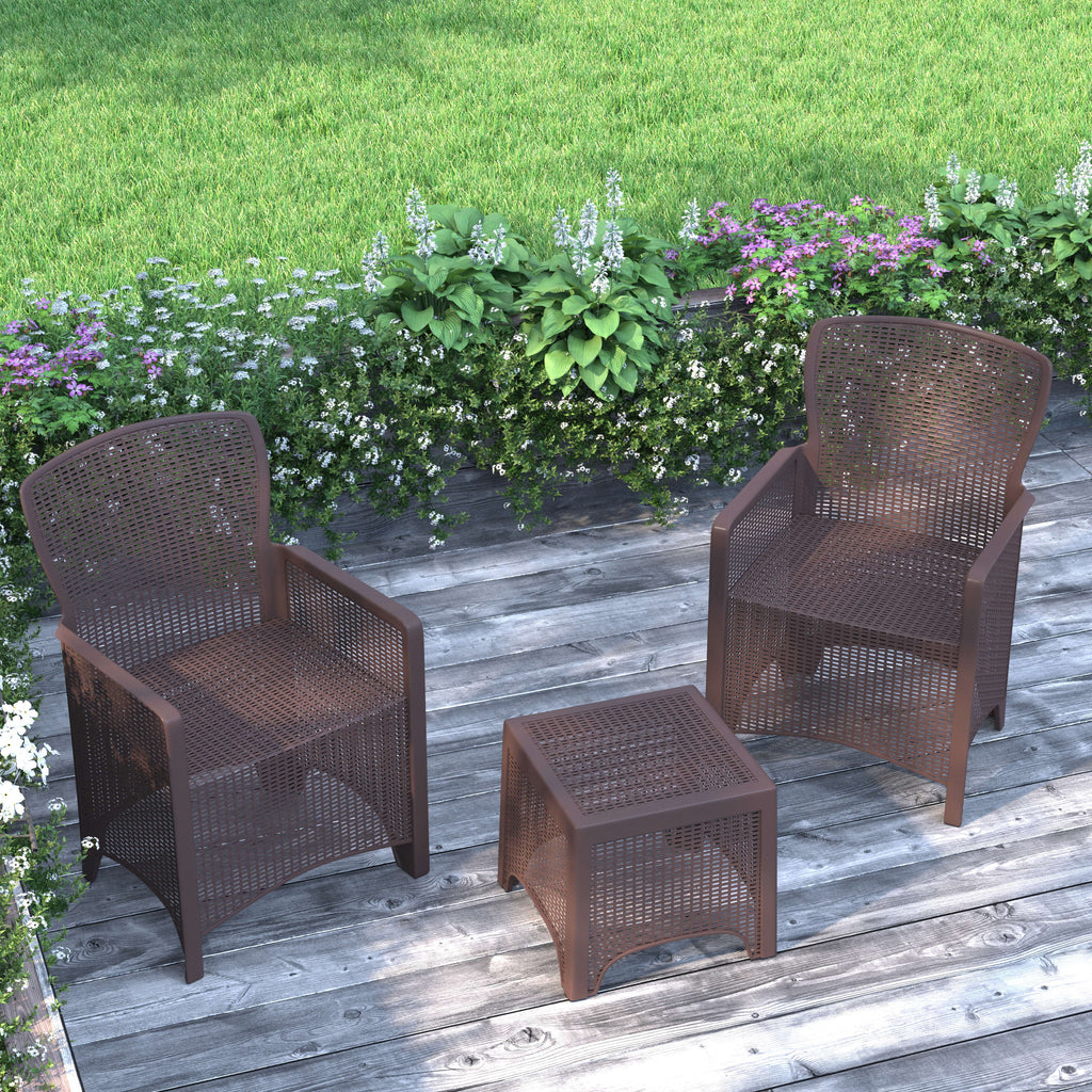 Faux Rattan Wicker Lounge Chairs and Side Table M4096
