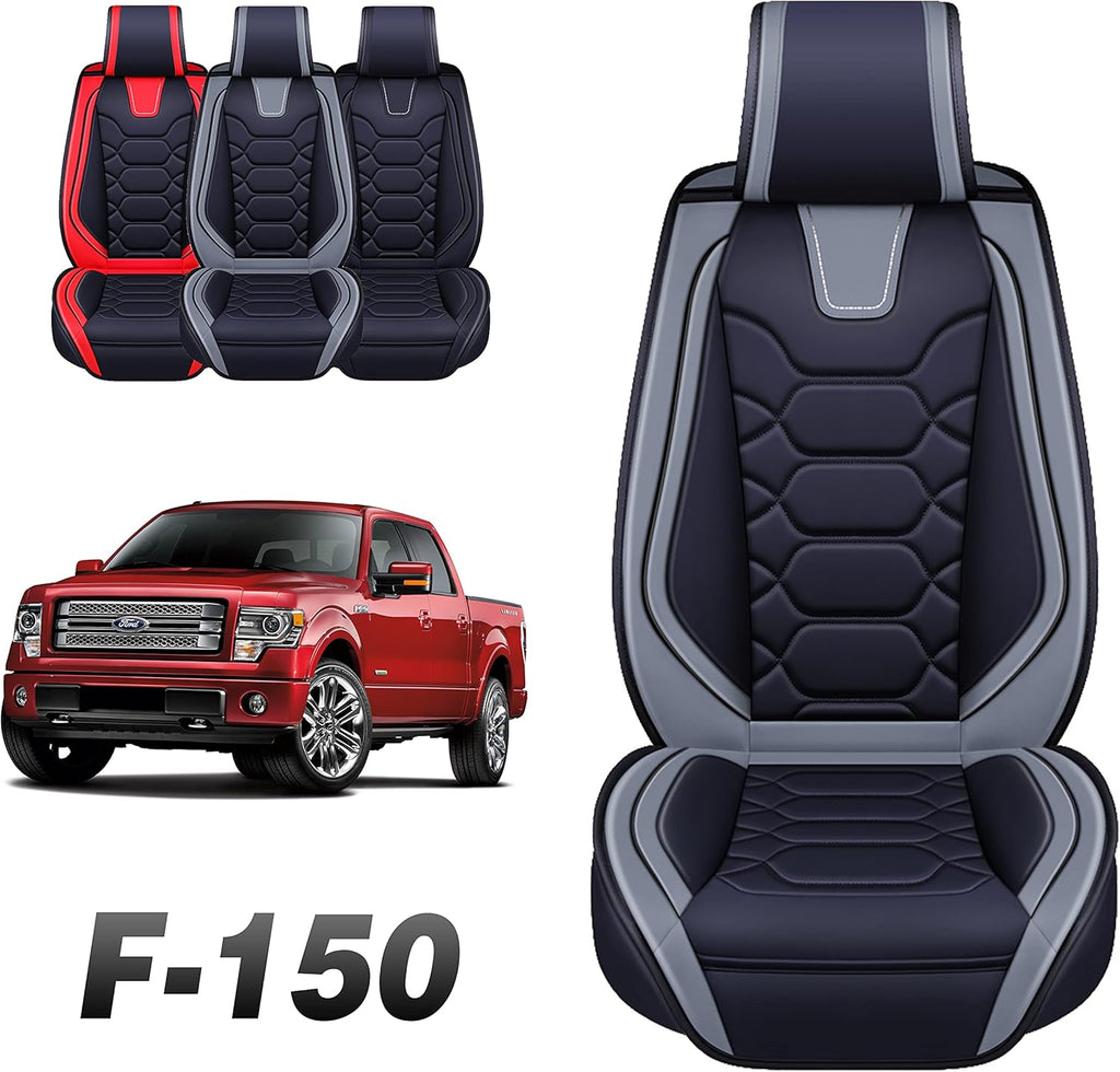 Gray Fabric Seat Covers for Ford F-150 F-250 F350 Front Pair S6400