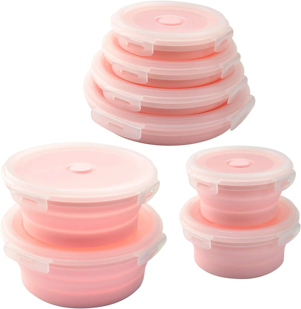 Pink Silicone Collapsible Food Storage Containers, Set of 4 L9135