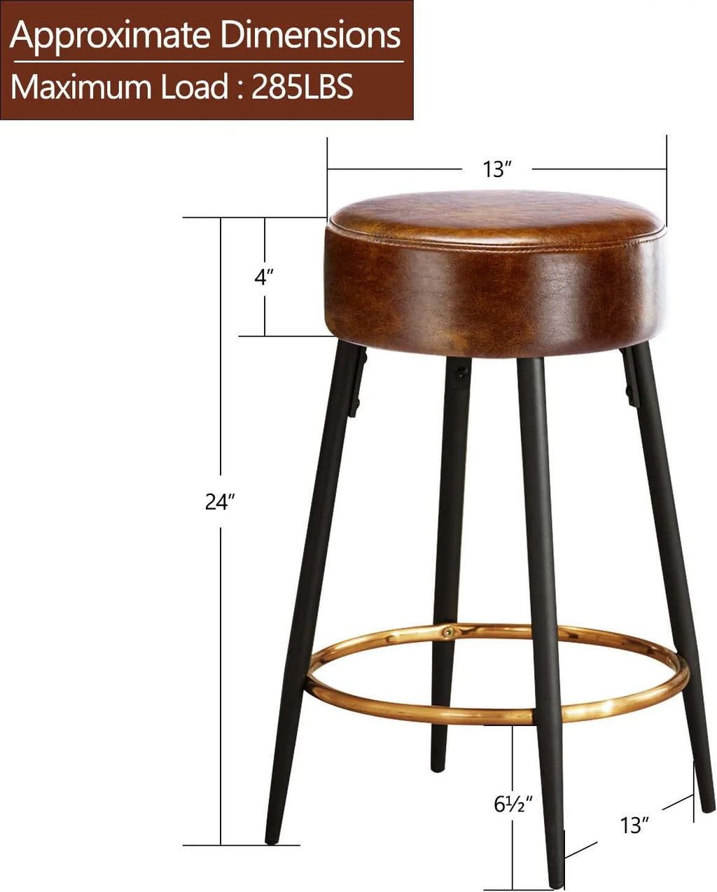 Brown Faux Leather Backless Counter Stools Set of 2 C794