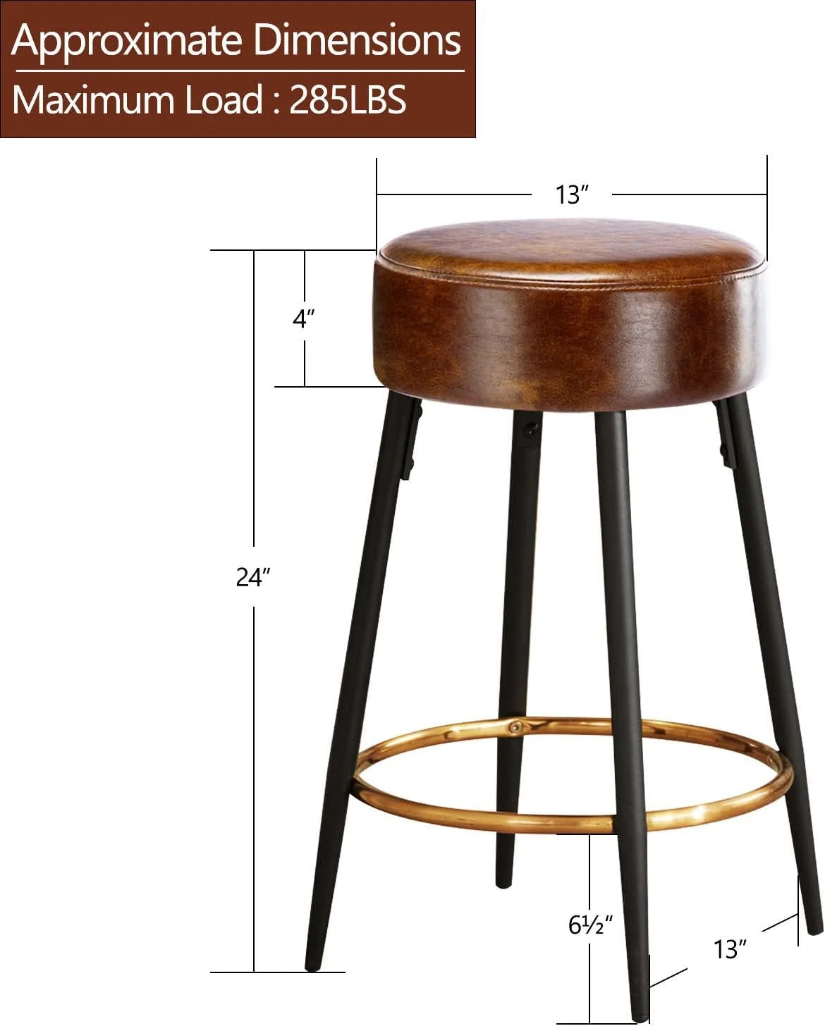 Brown Faux Leather Backless Counter Stools Set of 2 C794