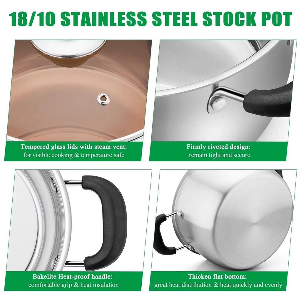 6 Quart Stainless Steel Stock Pot with Glass Lid O737193