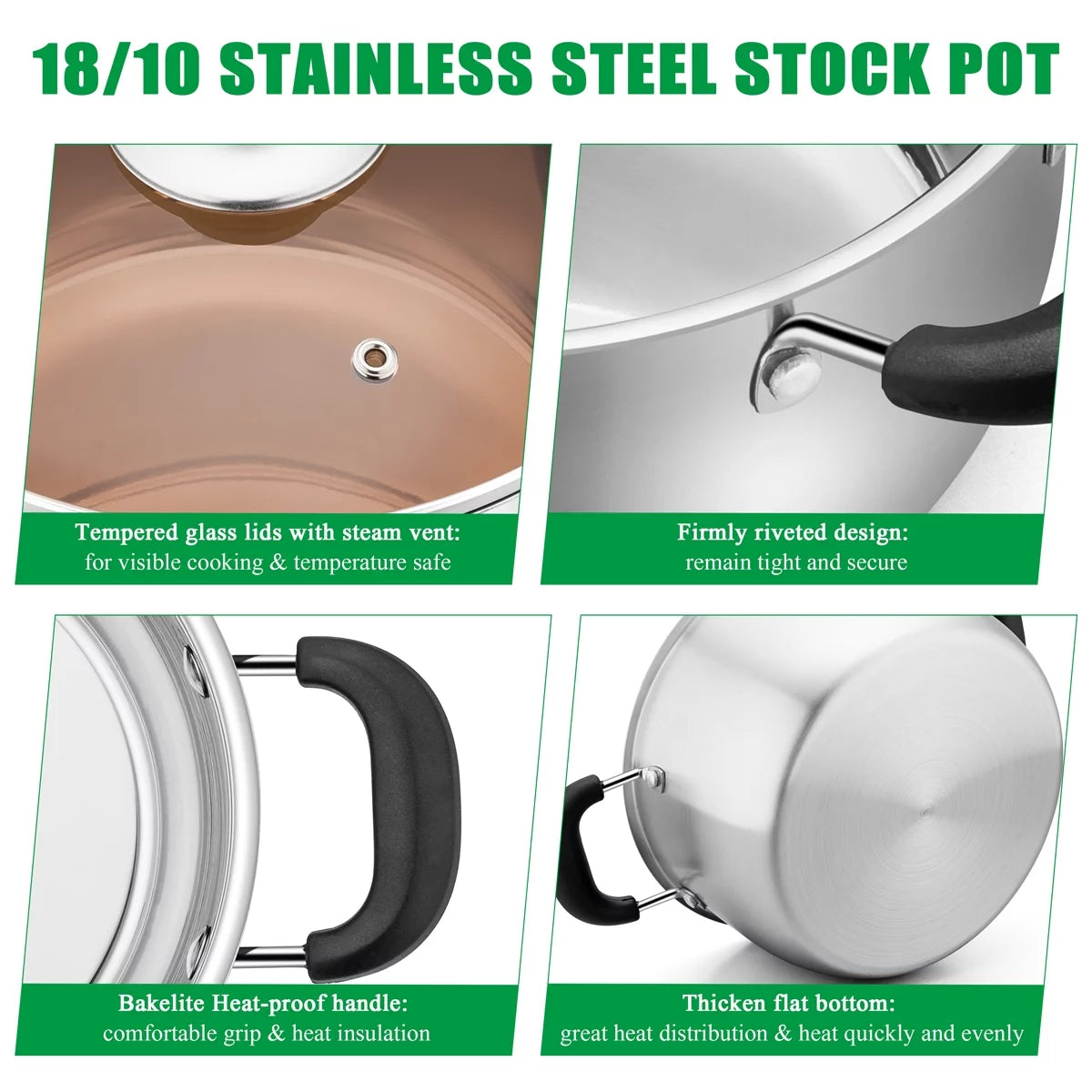 6 Quart Stainless Steel Stock Pot with Glass Lid O737193