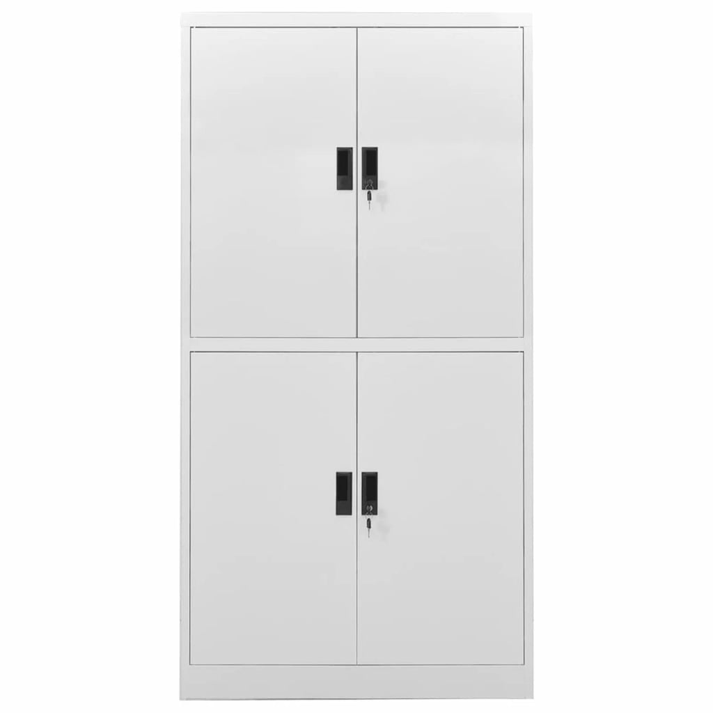 Light Gray Steel Office Cabinet with 4 Doors and Adjustable Shelves R4435