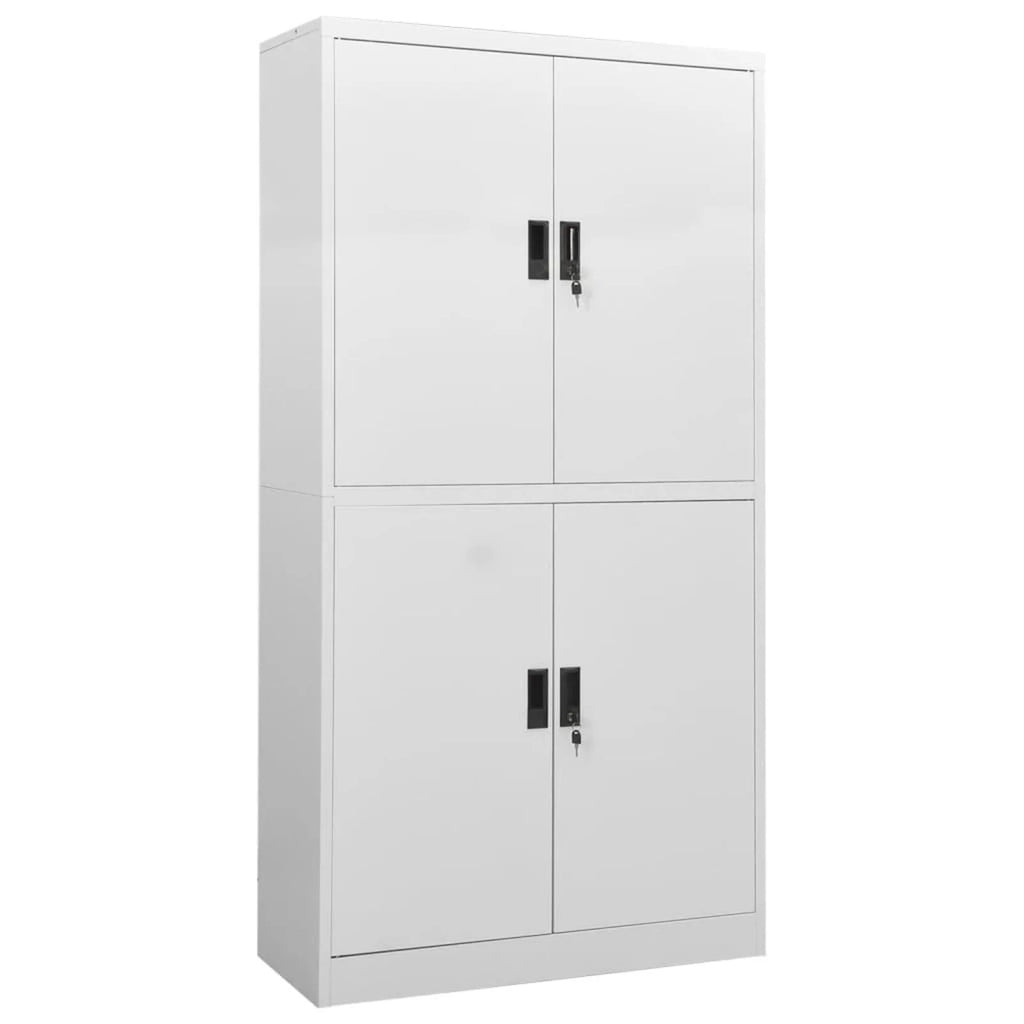 Light Gray Steel Office Cabinet with 4 Doors and Adjustable Shelves R4435
