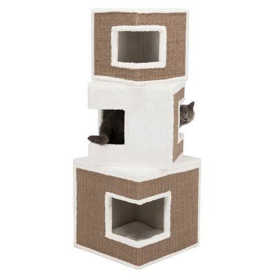 Brown/White 3-Story Cat Condo C111