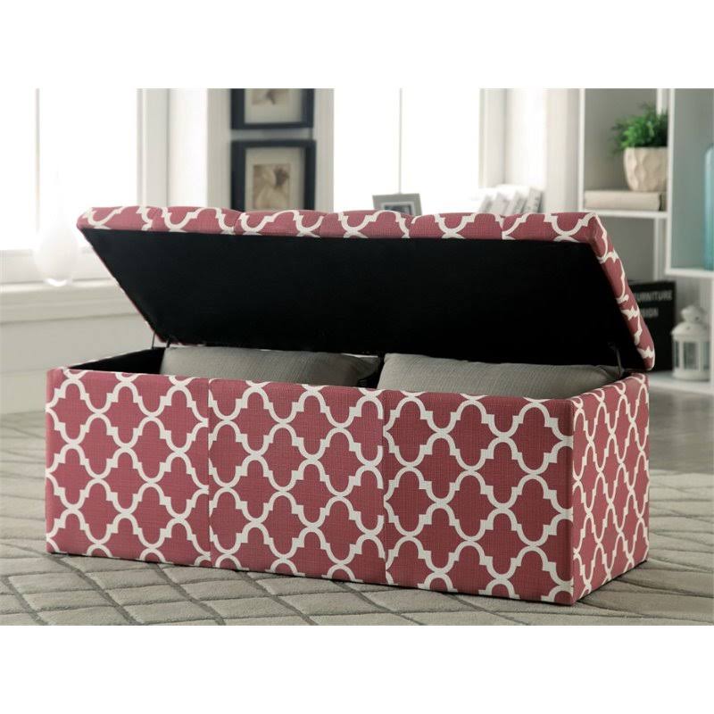 Red Fabric Storage Ottoman P851
