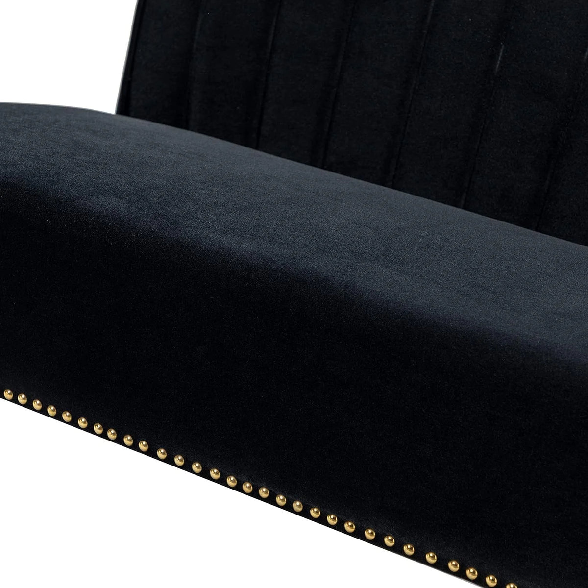 Velvet Upholstered Armless Loveseat Sofa with Golden Metal Legs C163