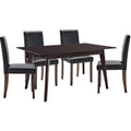 5 Piece Faux Leather Dining Set Cappuccino Black V70314