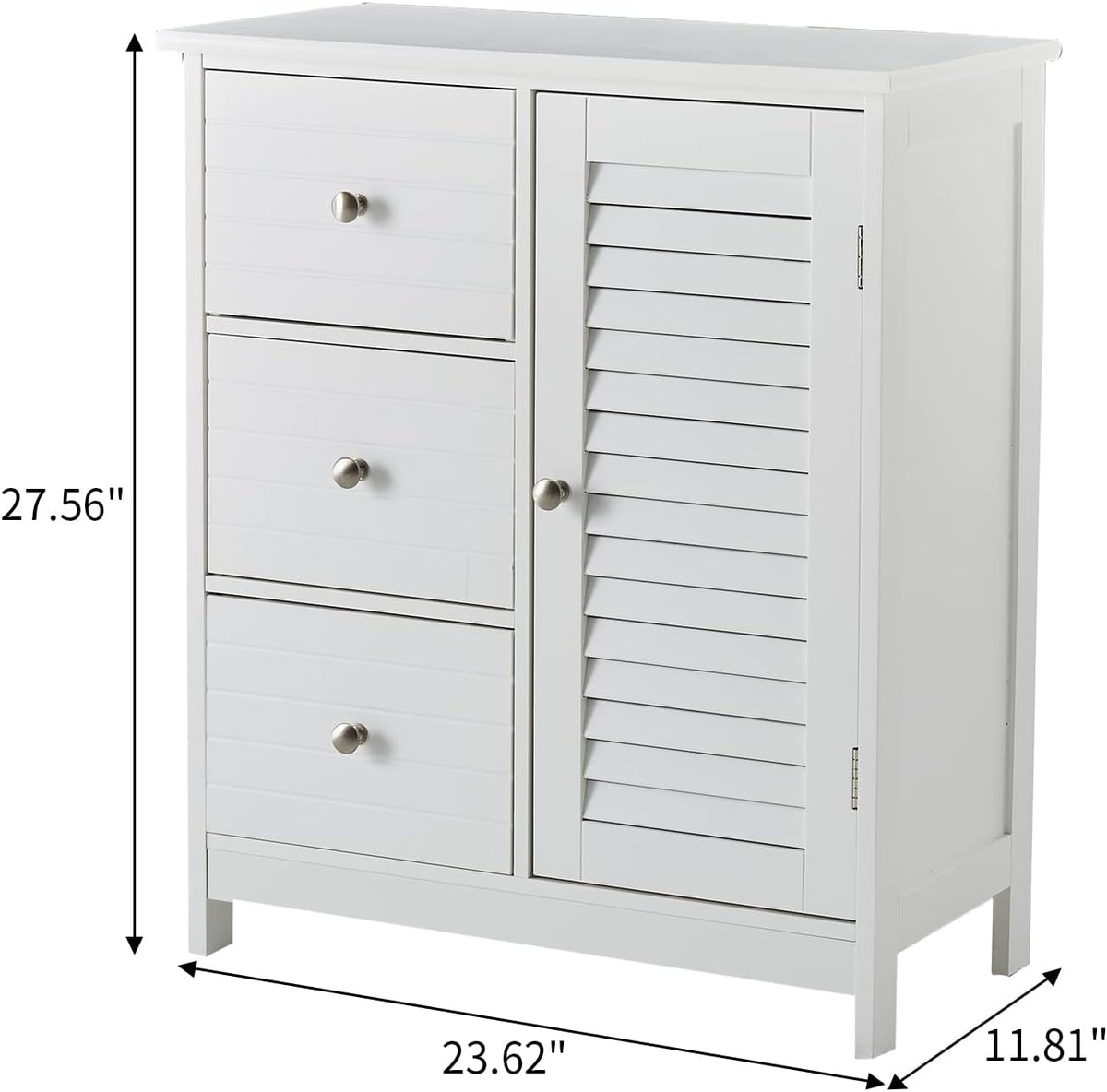 White Bathroom Storage Cabinet with 3 Drawers and 1 Two Layers Cabinet L421760