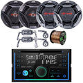 Double DIN Bluetooth USB AUX AM/FM Stereo CD Player Receiver with 6.5" 2-Way Speakers and Speaker Wire E998