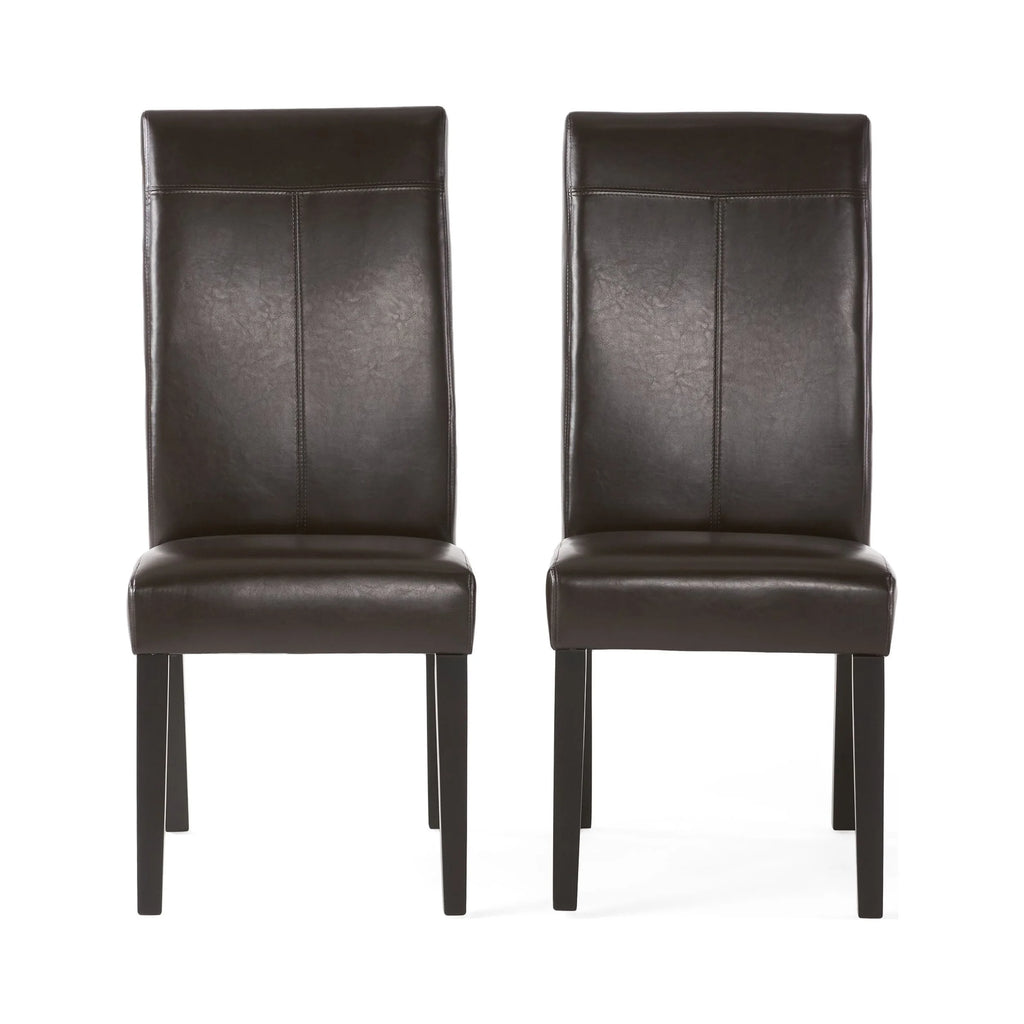 Brown Faux Leather Dining Chairs Set of 2 B998