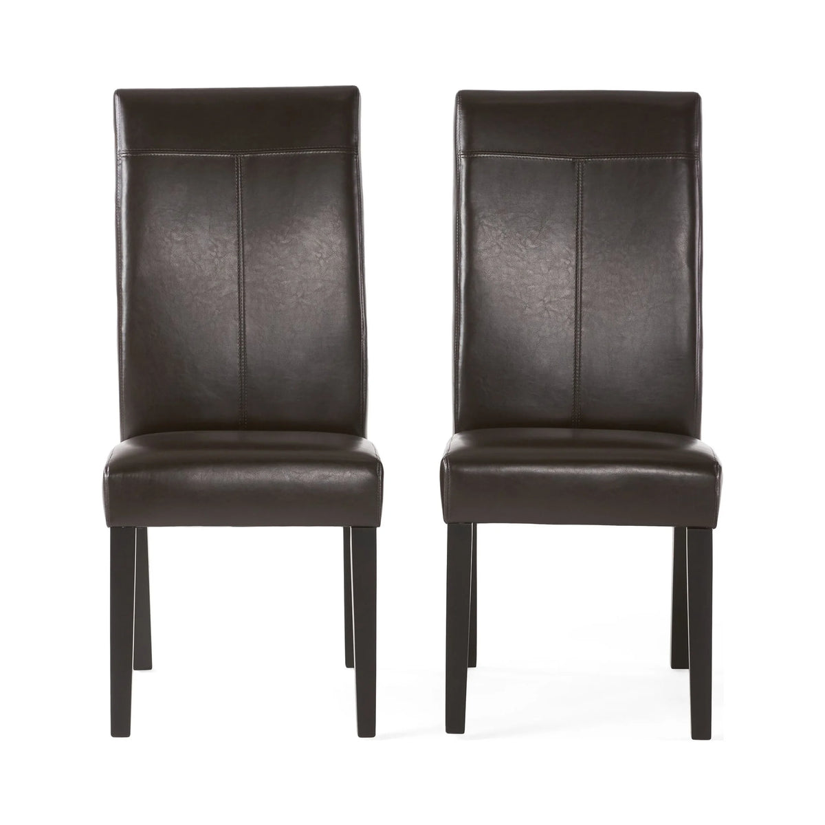 Brown Faux Leather Dining Chairs Set of 2 B998