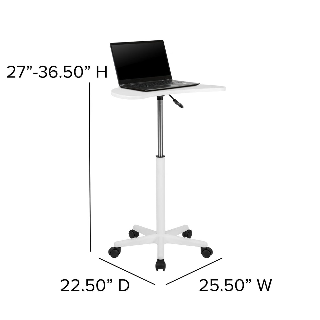 White Sit to Stand Mobile Laptop Computer Desk G1537