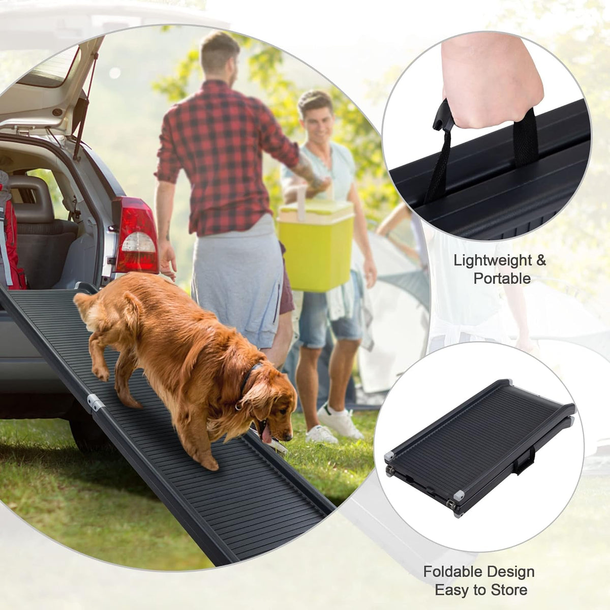 Folding Pet Ramp with Side Rails, 63 L x 14.75 W, Black U1887