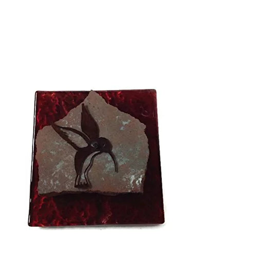 Ruby Red Glass & Granite Hummingbird Wall Hanging Y1041