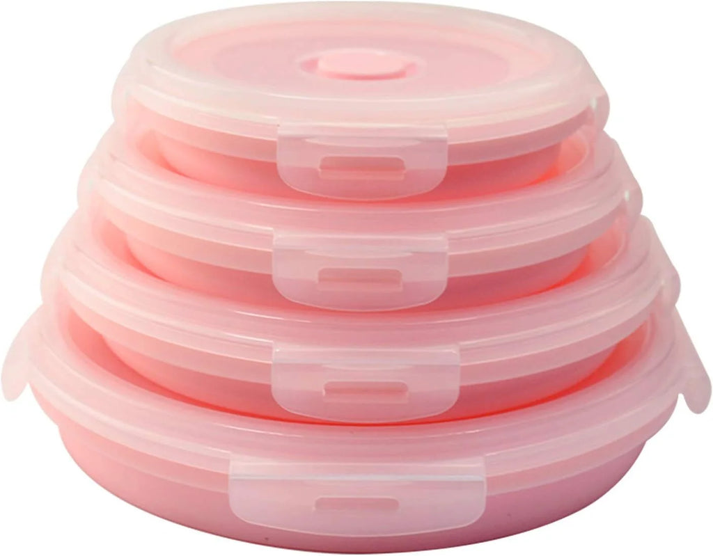 Pink Silicone Collapsible Food Storage Containers, Set of 4 L9135