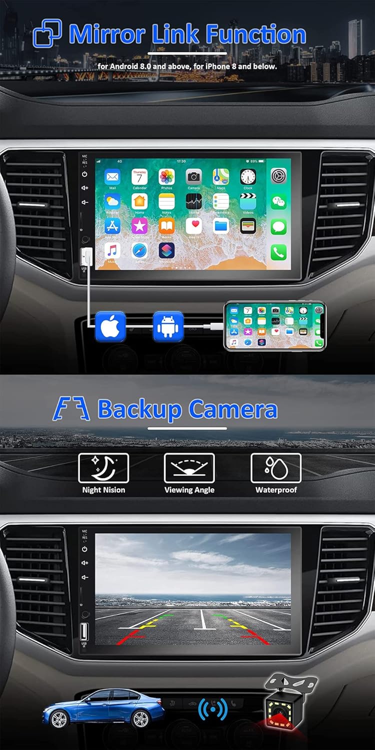 7 Inch Touchscreen Car Stereo with Backup Rear View Camera M165087