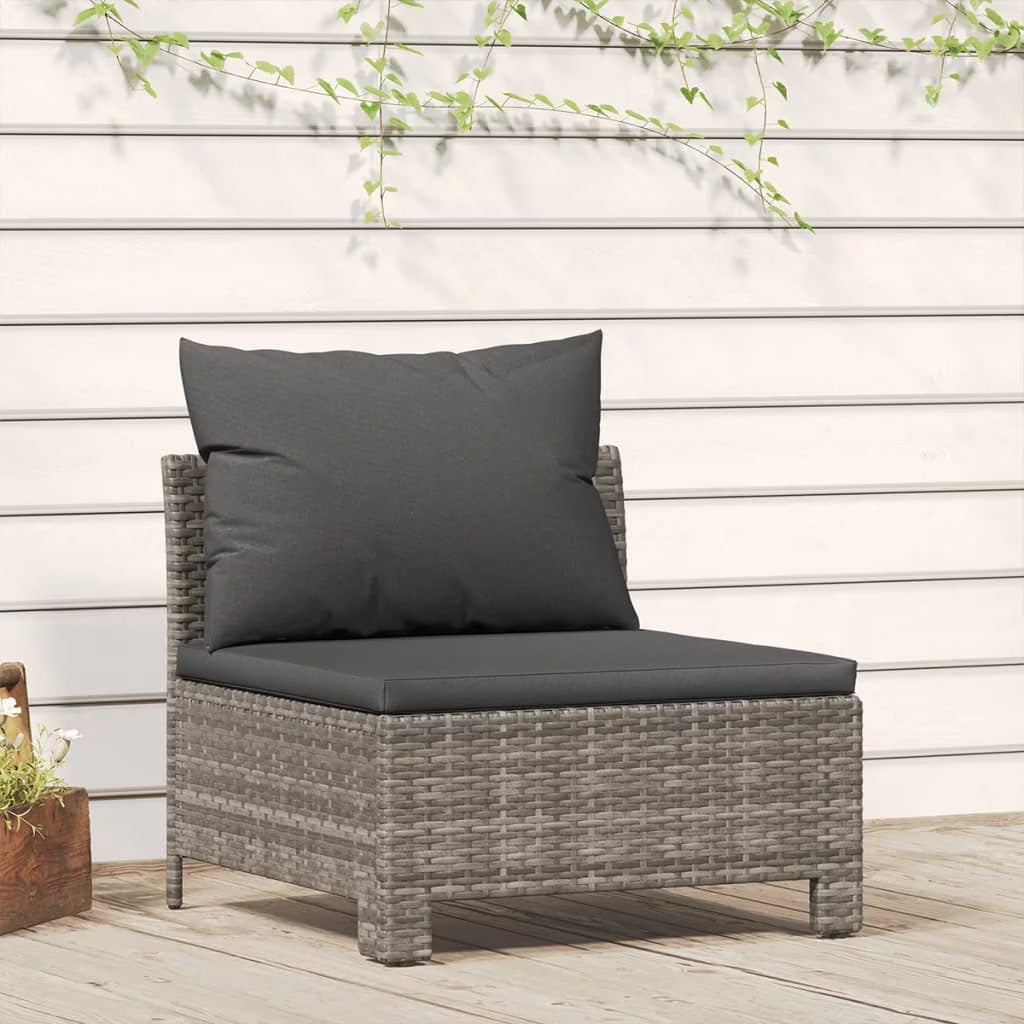 Gray Poly Rattan Patio Sofa with Cushion R855775