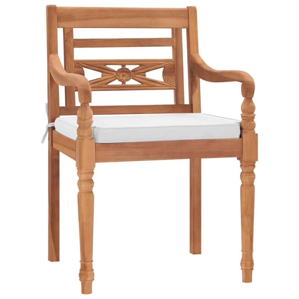 2 pcs Solid Teak Wood Chairs with Cushions P116