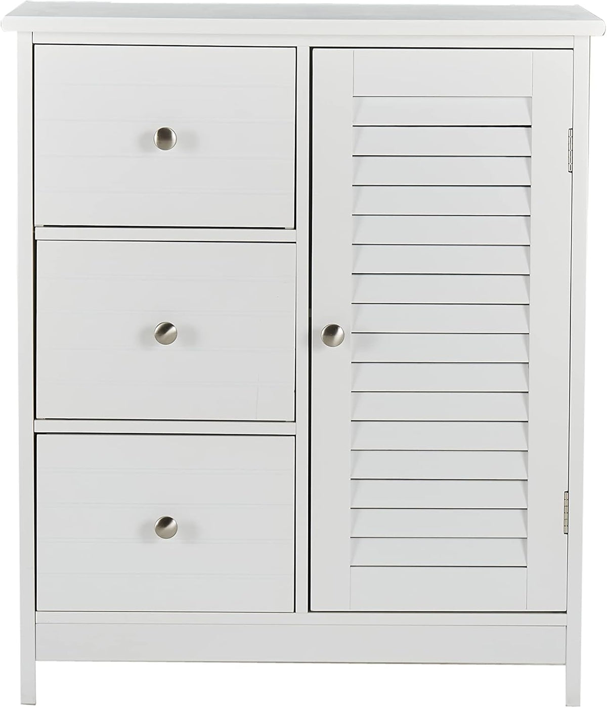White Bathroom Storage Cabinet with 3 Drawers and 1 Two Layers Cabinet L421760