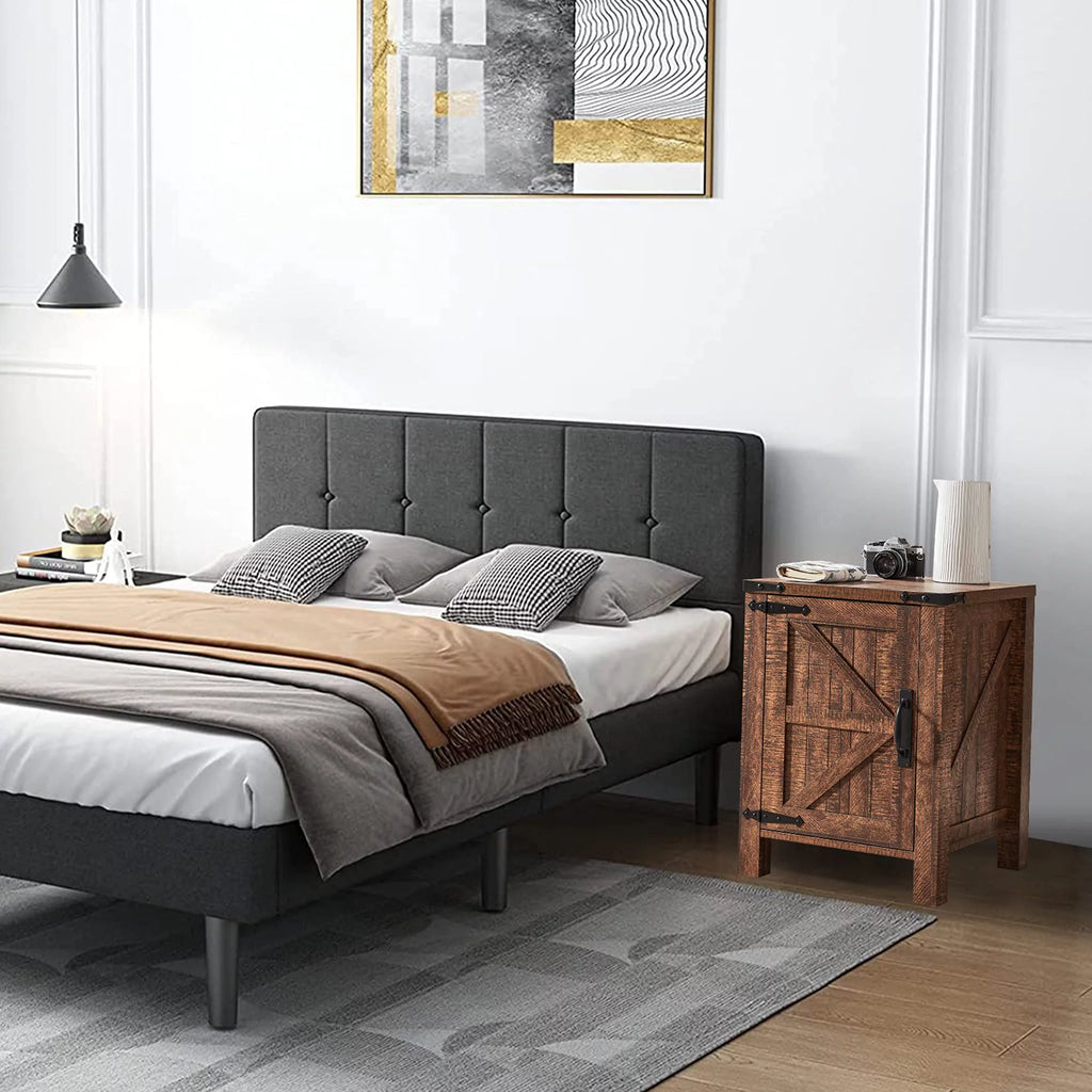 Large Wood Metal End Side Table with Charging Station V935