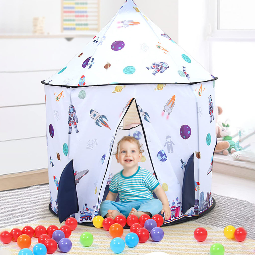 Kids Tent Rocket Ship Toy Foldable Space Themed Indoor Outdoor Large Play Tent H549675