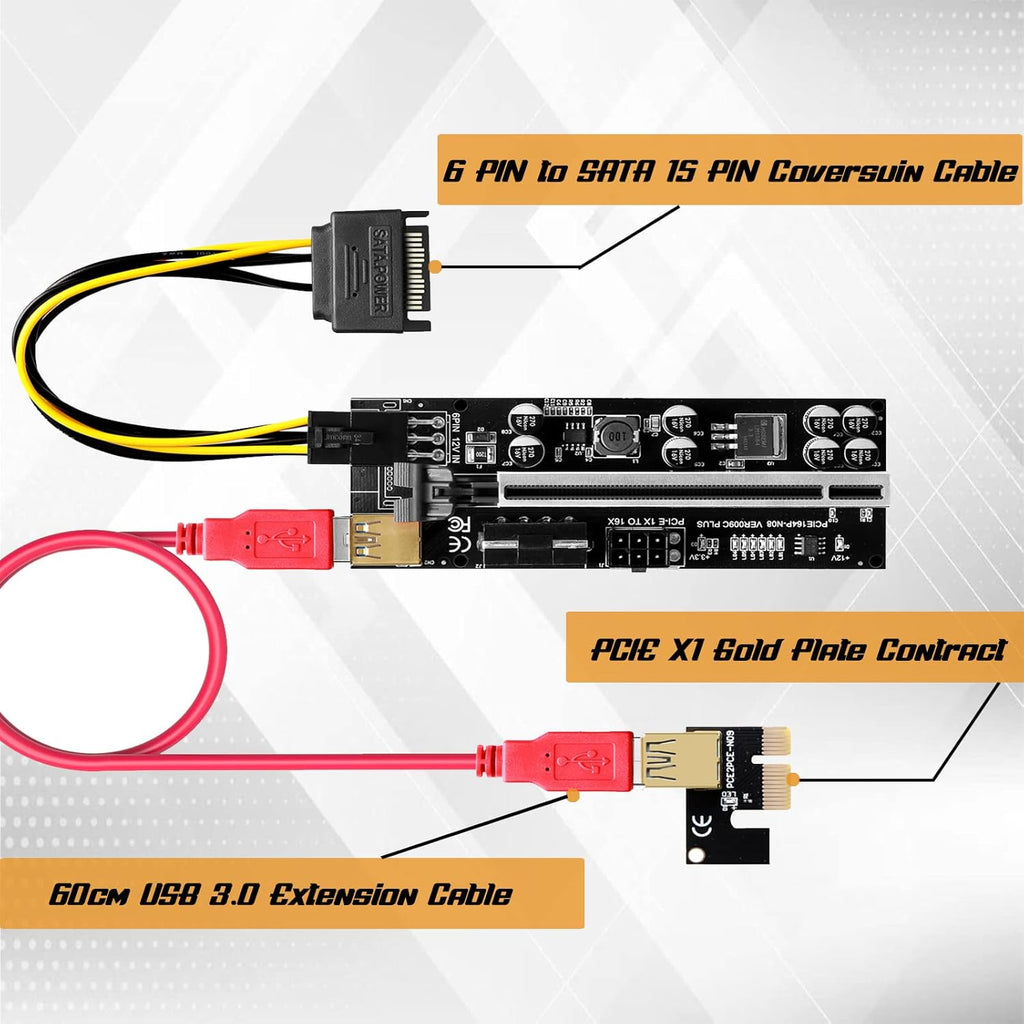 6 Pack PCI-E GPU Riser with 60cm USB 3.0 Cable G404678