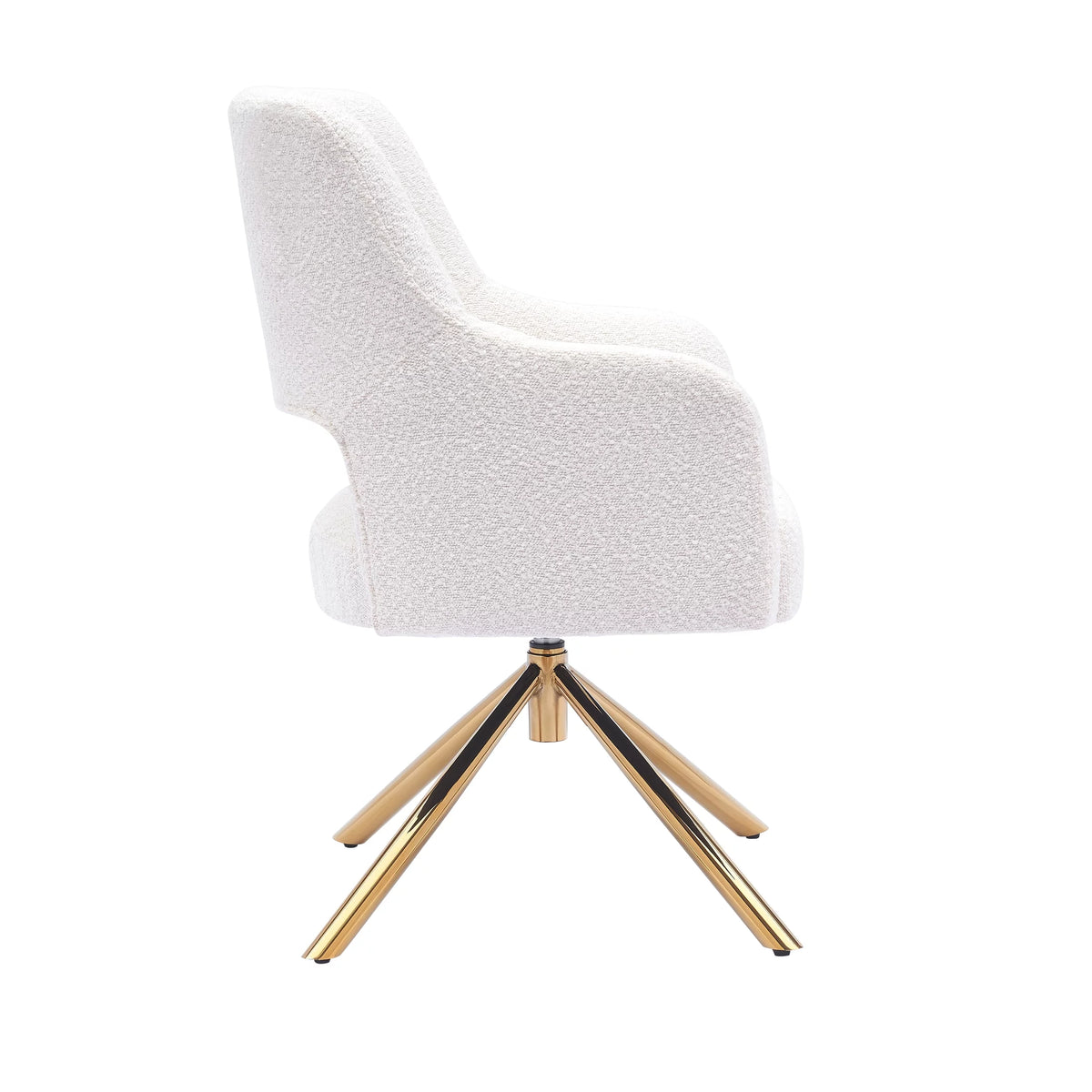Cream Boucle Fabric Upholstered Swivel Accent Chair H872