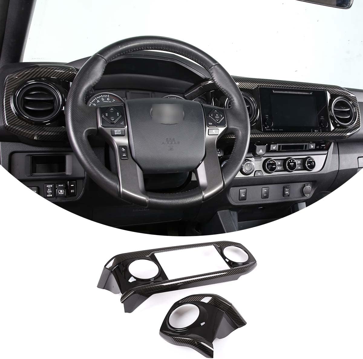 Car ABS Dashboard Panel Cover Trim Stickers Red Black Pack of 2 L25727