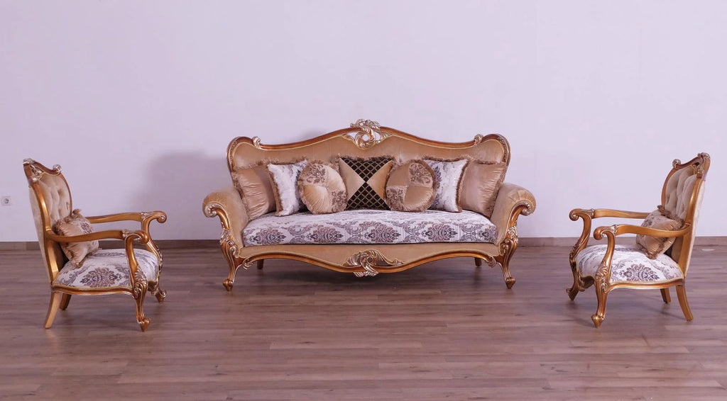 Black & Sand Wood Trim Sofa Set 3 F97576