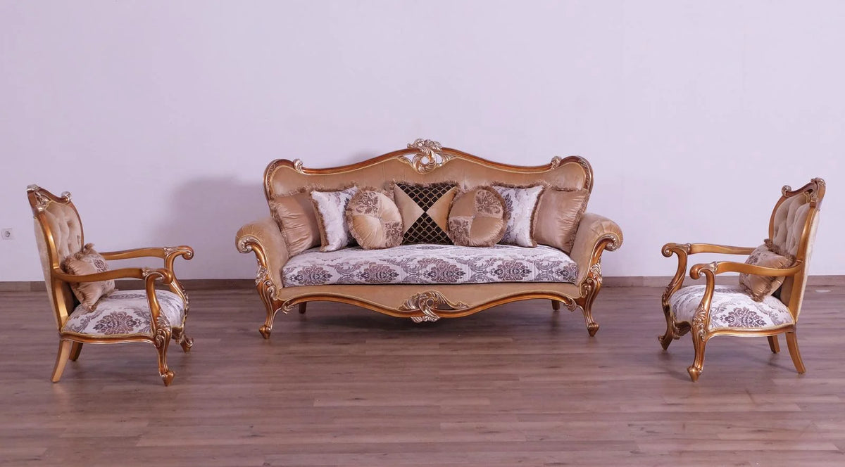 Black & Sand Wood Trim Sofa Set 3 F97576