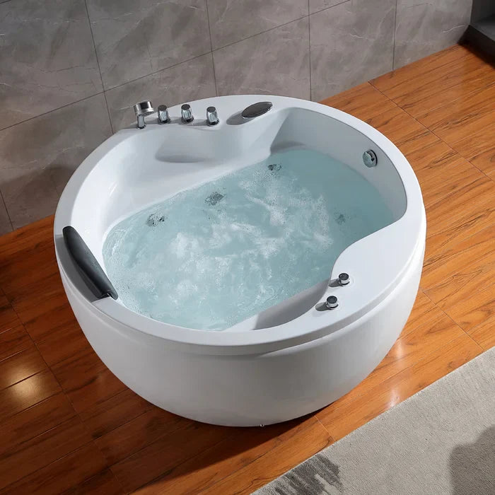59 Freestanding Round Whirlpool Bathtub with Faucet F512