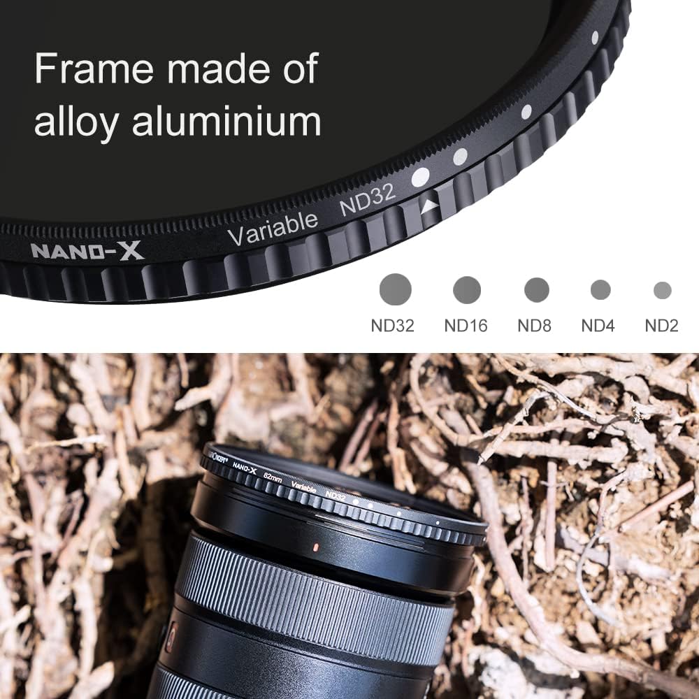 77mm Variable ND Filter ND2-ND32 Camera Lens Filter with Multi-Layer Coatings Pack of 2 R78551
