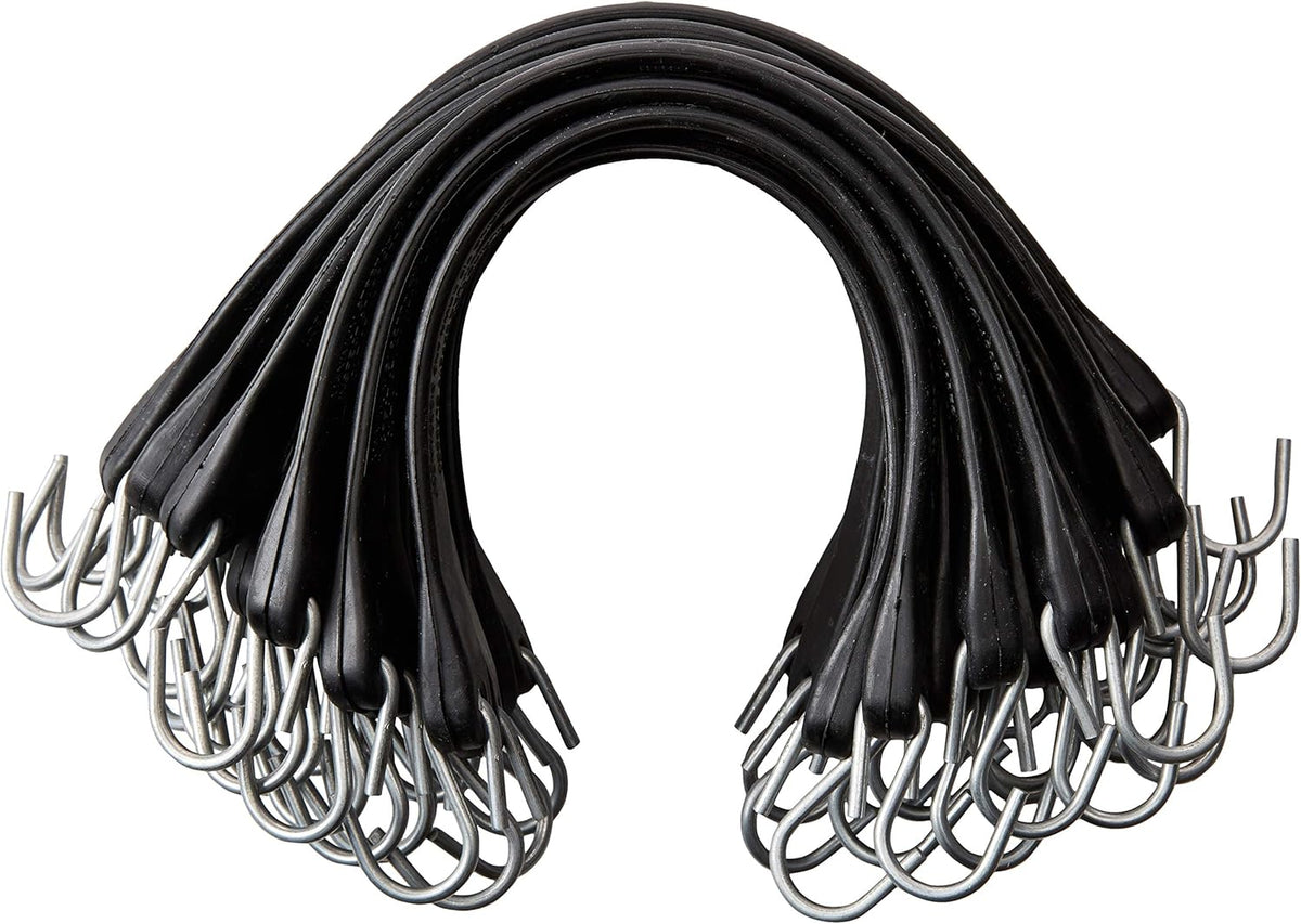 21" Rubber Bungee Cords with Hooks, Pack of 25 U515902