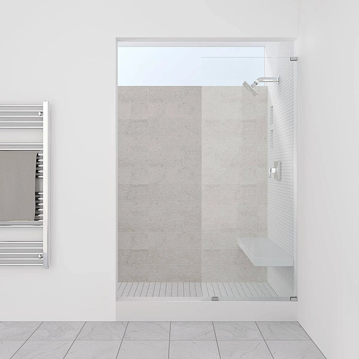 Matte Black Frameless Fixed Glass Shower Panel O662786