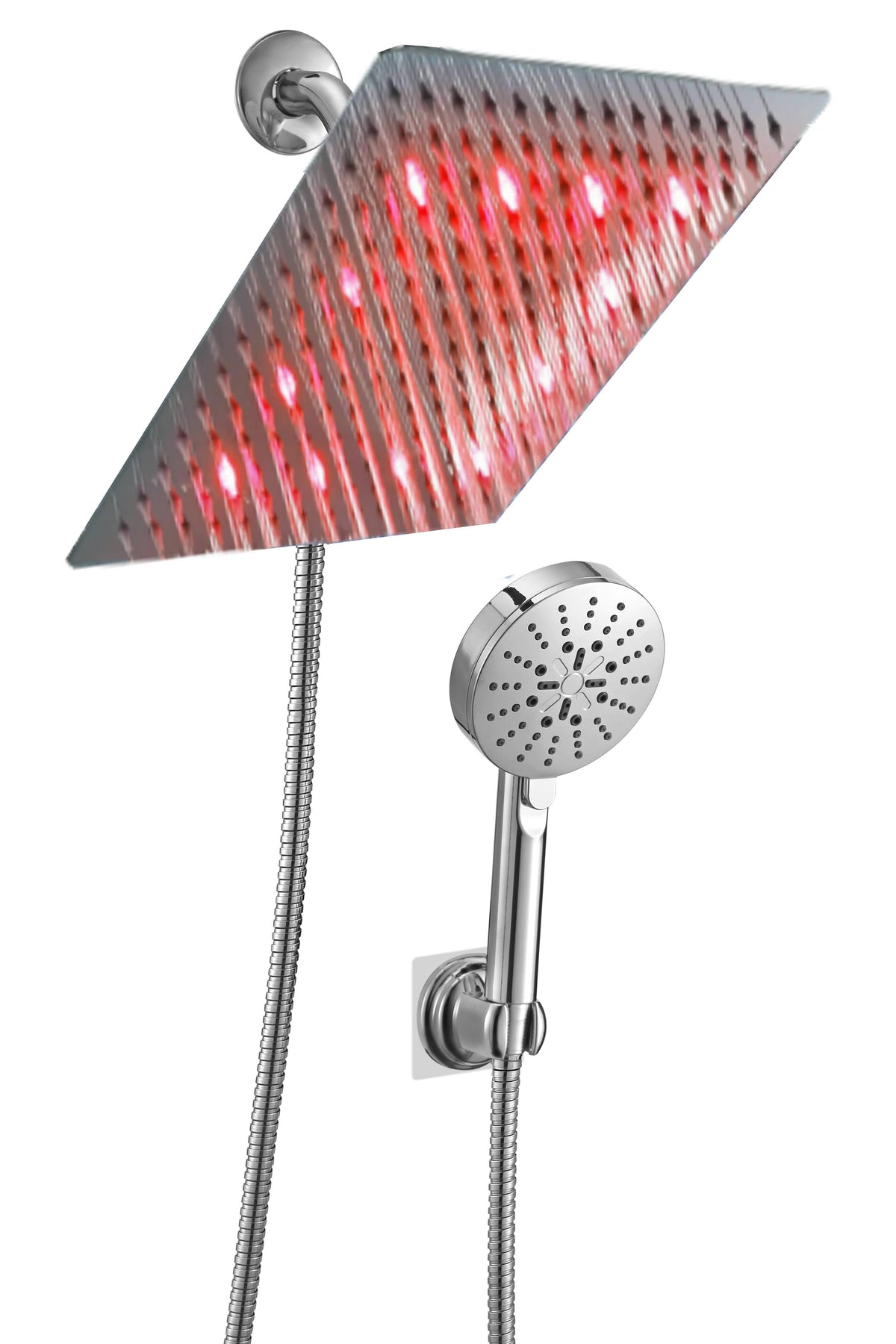Brushed Nickel LED Digital Display Shower System with Rough-In Valve D284840