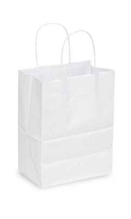 White Kraft Paper Shopping Bags 8¼”L x 4¾”D x 10½”H Case of 250 D205723