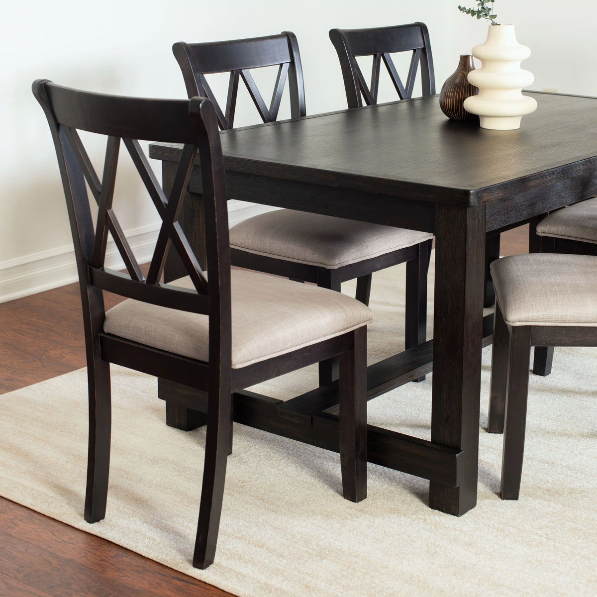 7-Piece Dining Set with 6 Cross-Back Chairs X802310