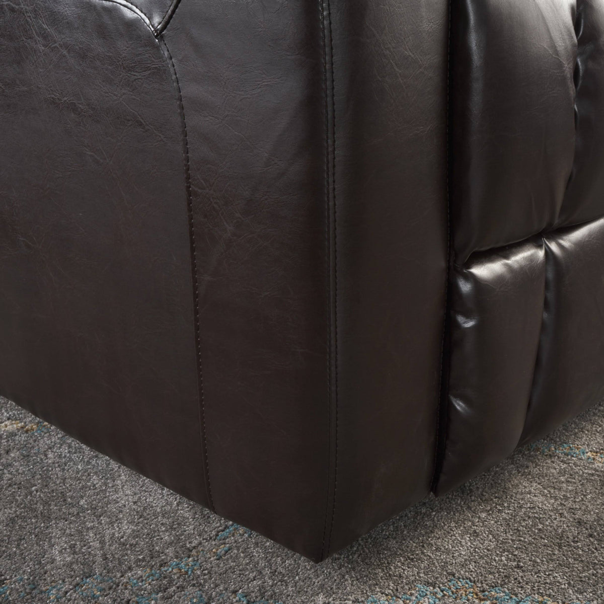 Brown Leather Power Recliner with Arm Storage and USB U2862