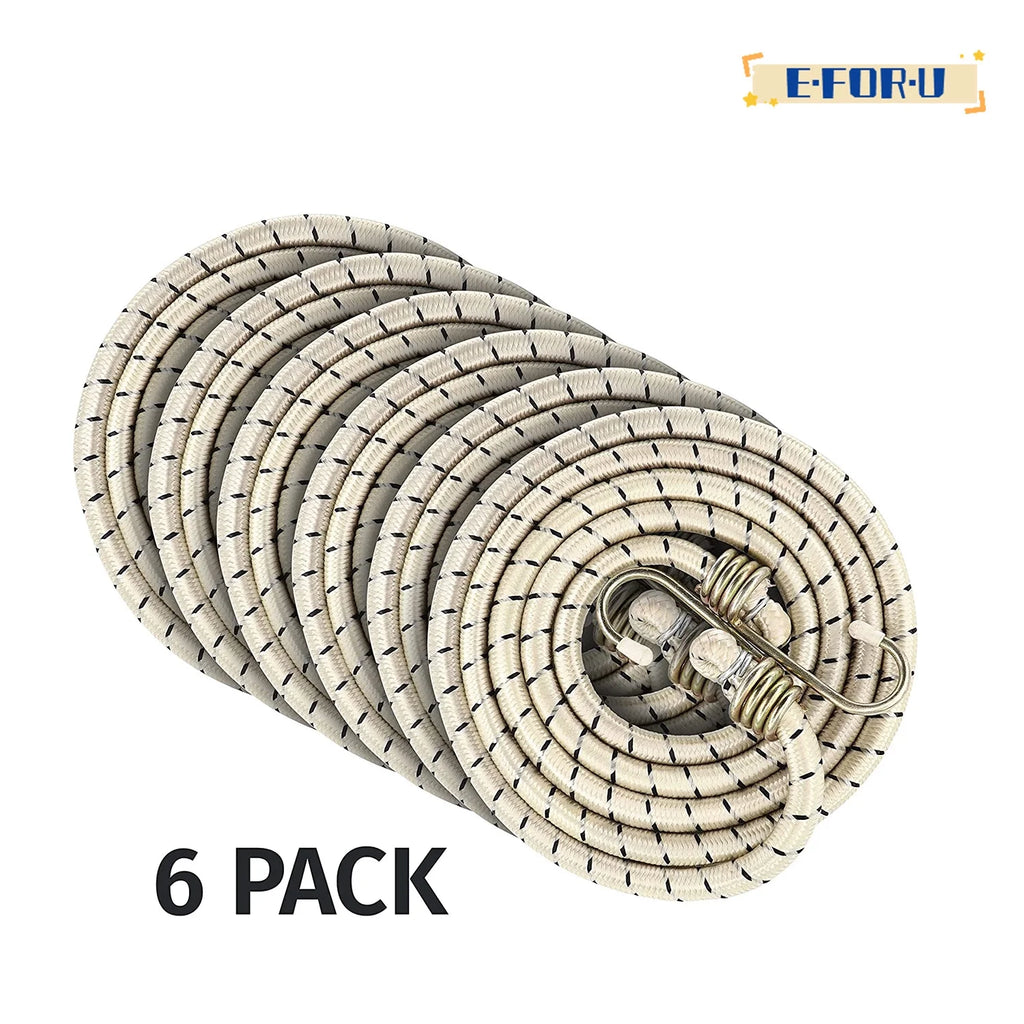 6 Pack 72-Inch Heavy Duty Bungee Cords with Metal Hooks X863