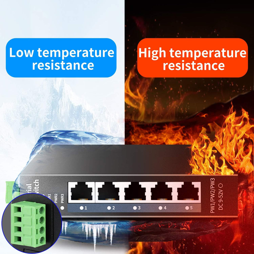 5-Port Hardened Industrial DIN-Rail Switch, 100Mbps, Pack of 2 V8661