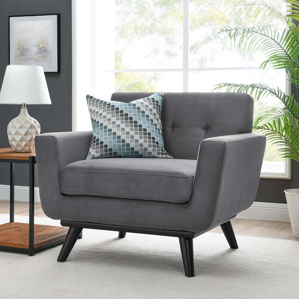Gray Tufted Velvet Armchair Q582