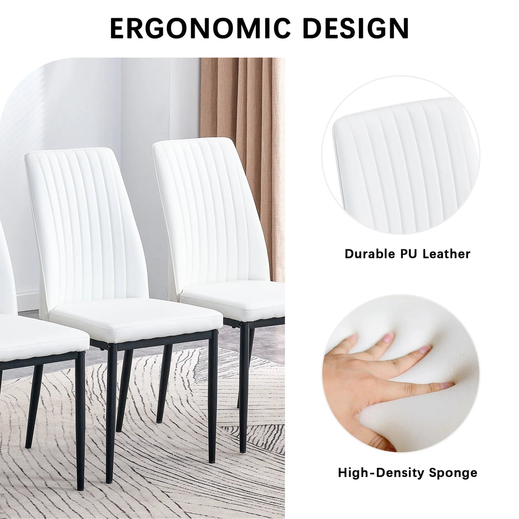 7 Piece Dining Table Set with 6 White Chairs Q37122